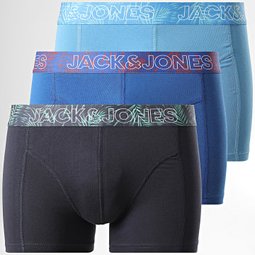Jack And Jones - Set di 3 boxer a tinta unita Pete Blu chiaro Blu reale Navy