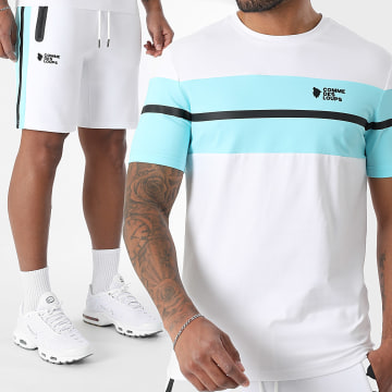 Comme Des Loups - Wimbledon T-Shirt und Jogginghose Set Weiß Türkis