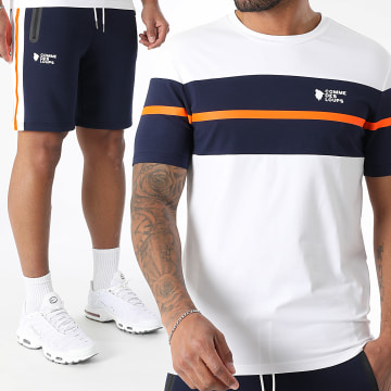 Comme Des Loups - Wimbledon Jogginghose und T-Shirt Set Weiß Marineblau