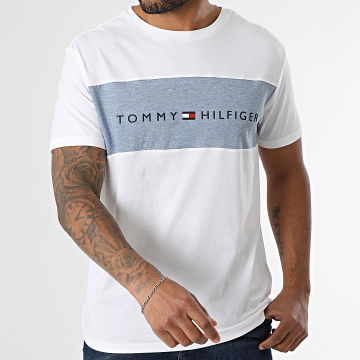 Tommy Hilfiger - Block Logo Tee Shirt 3418 White Blue Mottled