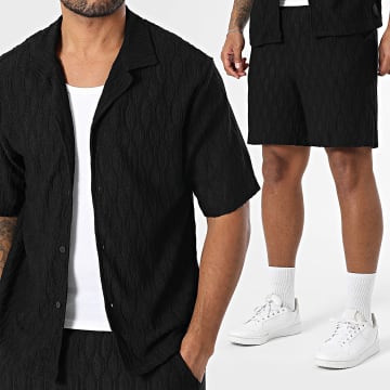 Zelys Paris - Ensemble Chemise Manches Courtes Et Short Jogging Texturé Esto Noir