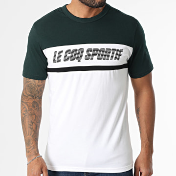 Le Coq Sportif - Tee Shirt Contemporain 2510041 Blanc Vert Bouteille
