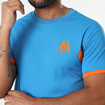 OM - Tee Shirt Polyester Logo M24090C Bleu Clair Orange