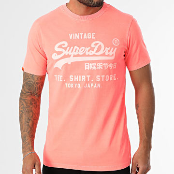 Superdry - Tee Shirt Vintage Logo Neon Relaxed M1012119A Rose Fluo