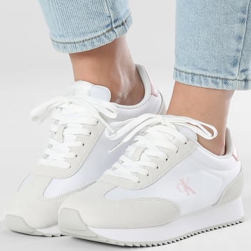 Calvin Klein - Baskets Femme Runner Laceup MG Nylon Mix 1828 Bright White Sweet Pink