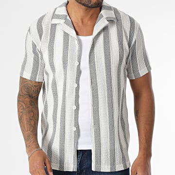 Classic Series - Chemise Manches Courtes A Rayures 428 Blanc Noir