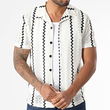 Classic Series - Chemise Manches Courtes Texturée 429 Blanc Beige Noir