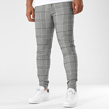 Frilivin - Pantalon Chino A Carreaux 652 Gris Chiné