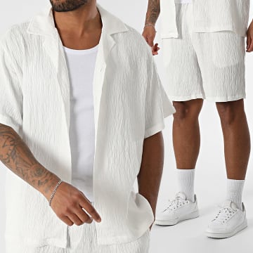 Frilivin - Ensemble Chemise Manches Courtes Et Short Jogging L10 Blanc