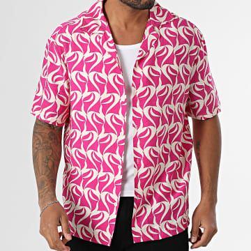Frilivin - Chemise Manches Courtes 137 Fuchsia Ecru