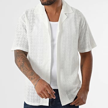 Frilivin - Chemise Manches Courtes Ajourée V21 Blanc