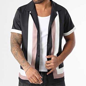 Frilivin - Chemise Manches Courtes P56 Noir Blanc Beige