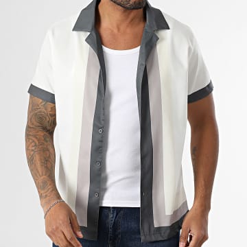 Frilivin - Chemise Manches Courtes P56 Blanc Beige Marron