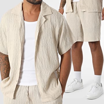 Frilivin - Conjunto Camisa Manga Corta Y Pantalón Deportivo L10 Beige