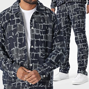 Frilivin - Ensemble Veste Jean et Jean Regular Fit J49 Bleu Brut