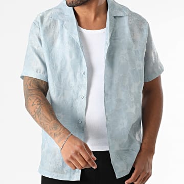 Frilivin - Chemise Manches Courtes O13 Bleu Clair Floral