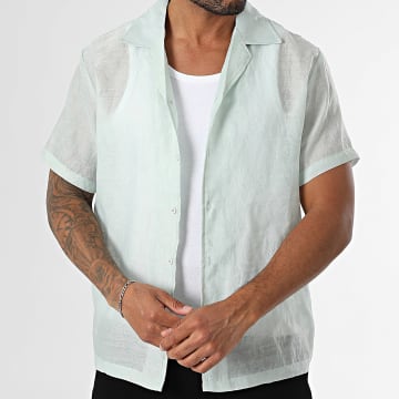 Frilivin - Chemise Manches Courtes O13 Vert Clair Floral