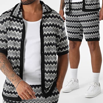 Frilivin - Conjunto Camisa Manches Courtes Et Short Jogging G46 Beige Gris Bleu Marine