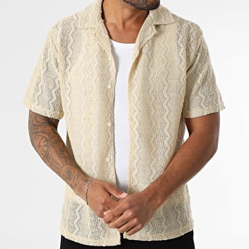 Frilivin - Chemise Manches Courtes Ajourée T19 Beige