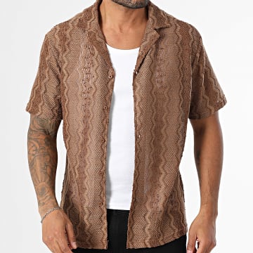Frilivin - Chemise Manches Courtes Ajourée T19 Marron