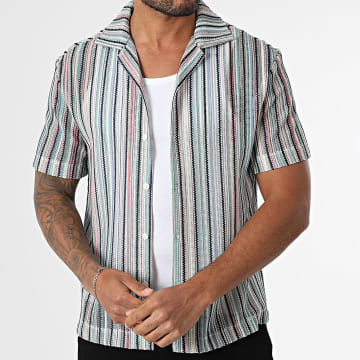 Frilivin - Chemise Manches Courtes A Rayures 169 Vert Bleu Blanc Rose