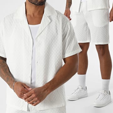 Frilivin - M11 White Short Sleeve Shirt and Jogging Shorts Set