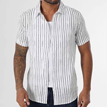 Kymaxx - Short Sleeve Stripe Shirt 008 White Blue Navy