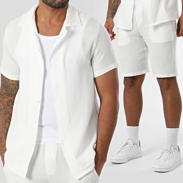 MTX - Ensemble Chemise Manches Courtes Et Short Jogging Texturé 019 Blanc