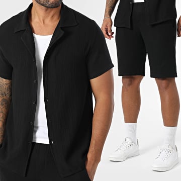 MTX - Ensemble Chemise Manches Courtes Et Short Jogging Texturé 019 Noir
