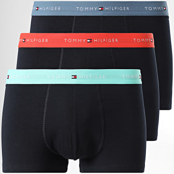 Tommy Hilfiger - Lot De 3 Boxers 2763 Bleu Marine Orange Vert Turquoise