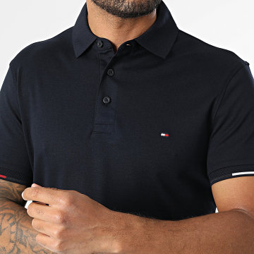 Tommy Hilfiger - Polo Manches Courtes Slim Interlock Flagcuff 9348 Bleu Marine