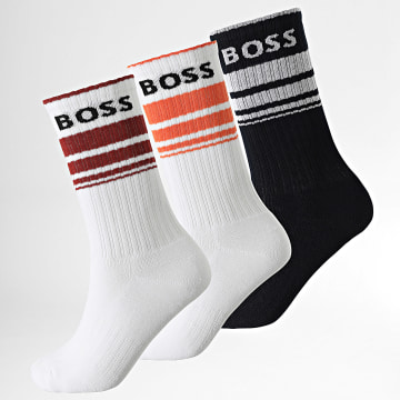 BOSS - 3 Paar Rib Strip Socken 50515143 Weiß Marineblau