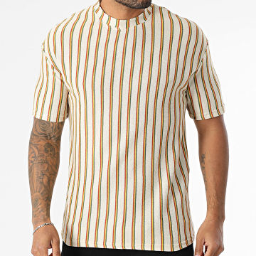 Frilivin - Tee Shirt A Rayures 793 Beige Orange Yellow Green