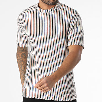Frilivin - Striped Tee Shirt 793 Beige Black Blue