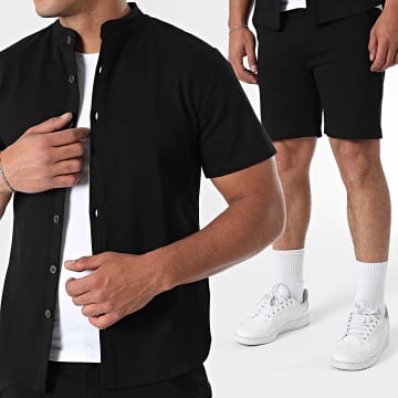 Frilivin - 183 Black Short Sleeve Shirt And Short Set