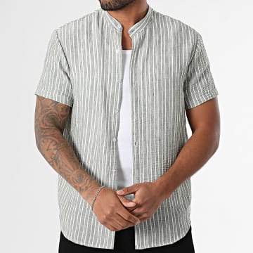 Frilivin - Chemise Manches Courtes A Rayures 078 Vert Blanc