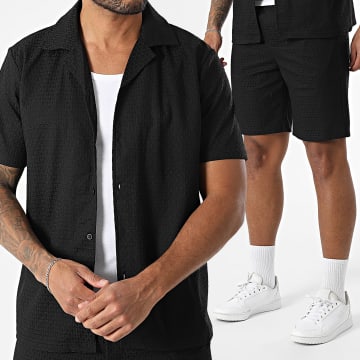 Frilivin - Ensemble Chemise Manches Courtes Et Short Jogging Texturé 529 Noir