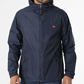 Geographical Norway - Coupe-Vent Capuche Zippé 609 Bleu Marine