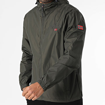Geographical Norway - Coupe-Vent Capuche Zippé 610 Vert Kaki Foncé