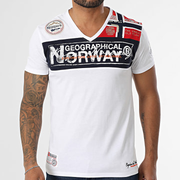 Geographical Norway - Tee Shirt Col V 100 Blanc