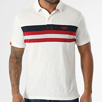 Superdry - Polo Manches Courtes Lightweight Stripe Jersey M1110424A Blanc