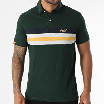 Superdry - Polo Manches Courtes Lightweight Stripe Jersey M1110424A Vert Foncé