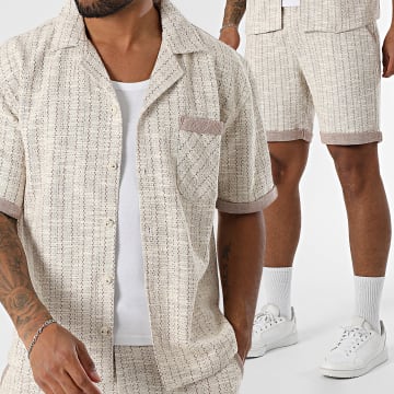 Classic Series - Conjunto de camisa de manga corta y pantalón corto 120 Beige Marrón claro