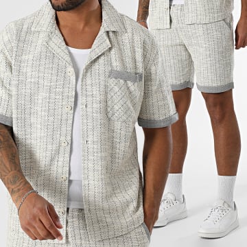 Classic Series - Conjunto de camisa de manga corta y pantalón corto 120 Beige Azul