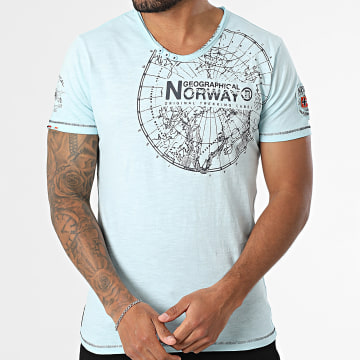 Geographical Norway - Tee Shirt Col V 902 Bleu Clair