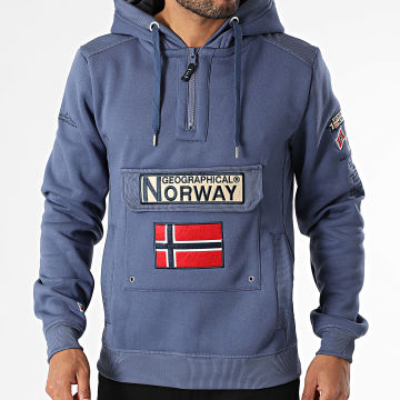 Geographical Norway - Sweat Col Zippé Capuche 493 Bleu Marine