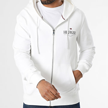 Tommy Hilfiger - Sweat Capuche Zippé Hilfiger Stacked 9375 Ecru