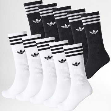 Adidas Originals - Lot De 10 Paires De Chaussettes 3 Stripes Crew JY0231 Blanc Noir