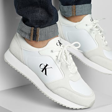 Calvin Klein - Retro Runner Sock Laag Veterschoenen 1326 Helder Wit Zwart Sneakers