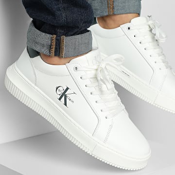 Calvin Klein - Zapatillas Chunky Cupsole Mono Leather 1317 Bright White Seaside Aqua